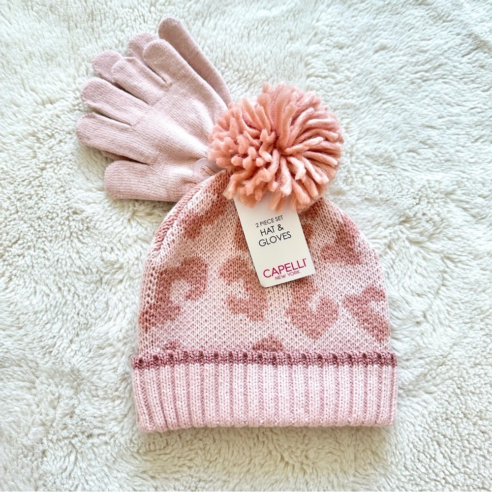 CAPELLI of New York girls two pieces set hat and gloves size 4-6 years NEW!!!
